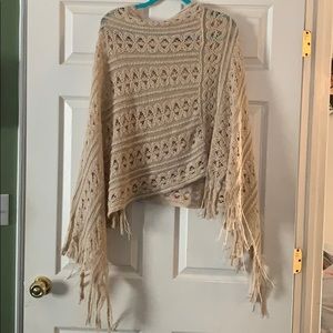 Shawl/Poncho Delicate Hand Knit Fringe